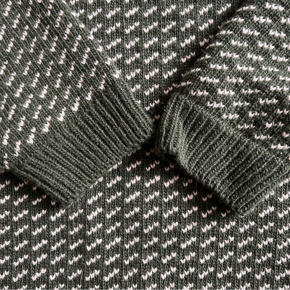 SOLD: LL Bean 100% Wool Birds Eye Sweater Fisherman Olive Green Made in Norway L - Picture 2 of 7